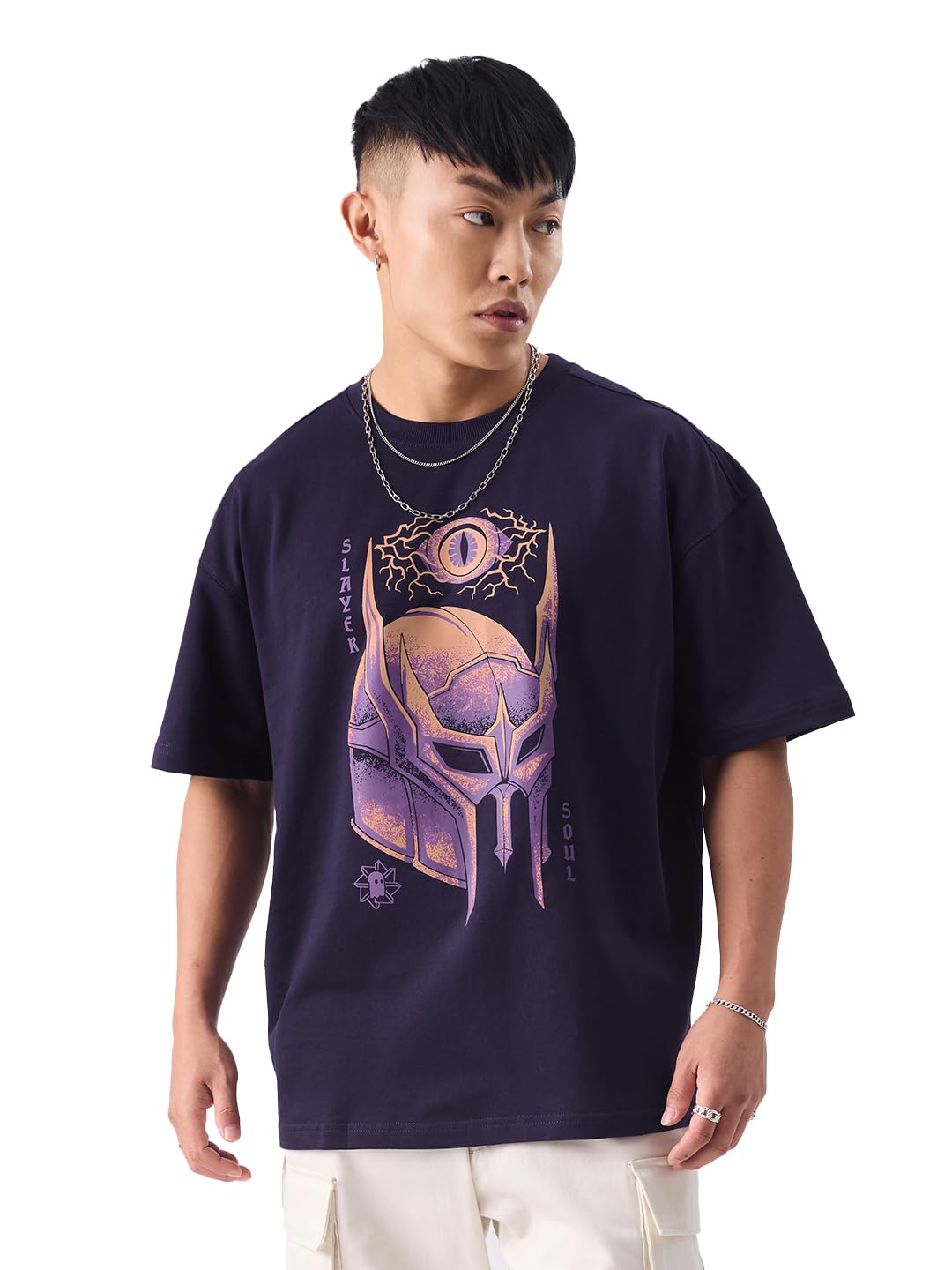 The Souled Store Original Slayer Men Oversized T-Shirts Purple