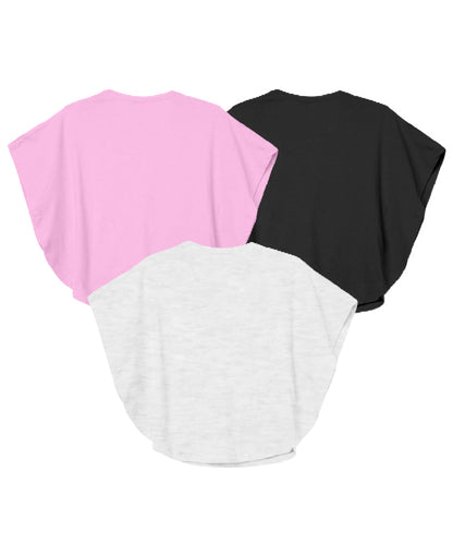 Kyda Kids 100% Cotton Printed Stylish Tshirt, Regular Fit Tops For Girls - (Pack Of 3)