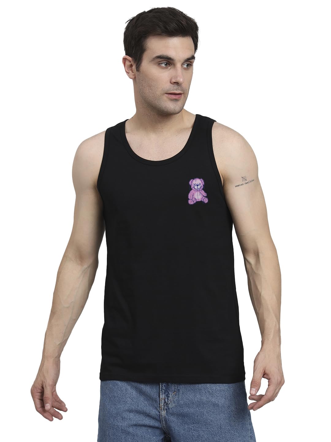 Peppyzone Mens Regular Fit Vest (TT-Teddy36FB40FB_Black4