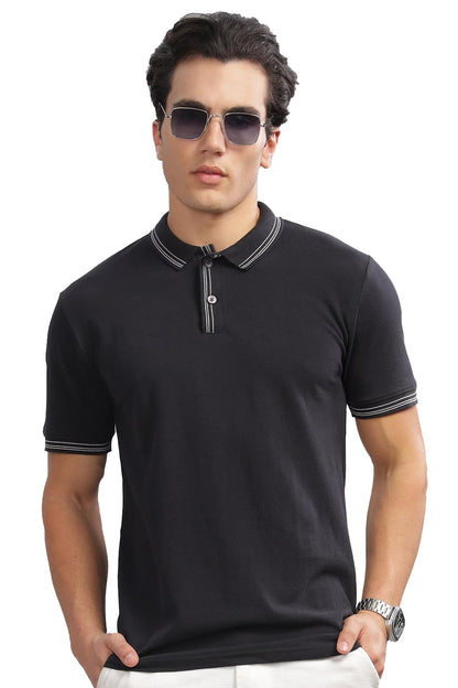 ADRO Polo T Shirt for Men | Black Polo T-Shirt | 100% Cotton Polo Tshirt | Regular Fit Polo| Available in Plus Size Polo|PN24-ST
