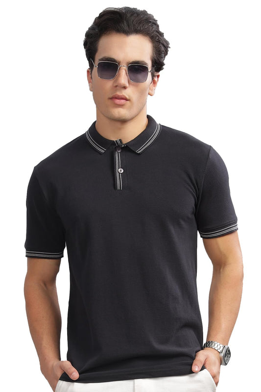 ADRO Polo T Shirt for Men | Black Polo T-Shirt | 100% Cotton Polo Tshirt | Regular Fit Polo| Available in Plus Size Polo|PN24-ST