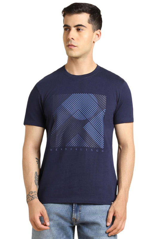 Dennis Lingo MenS Cotton Navy Solid T-Shirt
