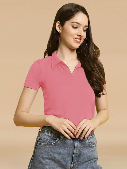 Tee Projekt Solid Stylish Casual Slim Fit Top & Tunic for Women & Girls ll College Top & T-Shirt for Women