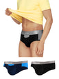 XYXX Mens Underwear Illuminati IntelliSoft Antimicrobial Micro Modal Brief Pack of 3 (Black Iris & Brilliant Blue;Black; Black