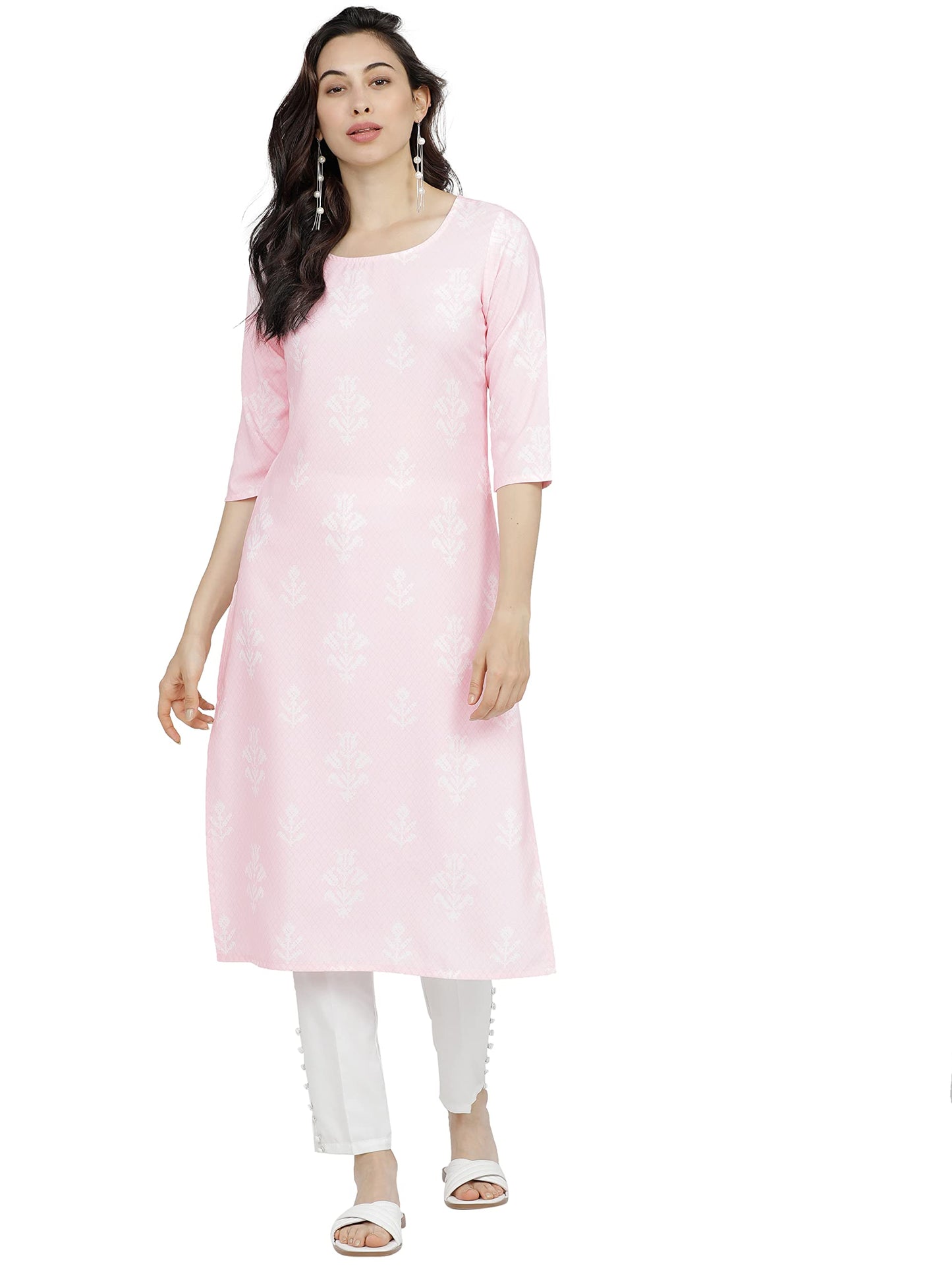 Ketch Women'S Polyester Regular Fashion Kurta (Khku000029_Pink), Xl