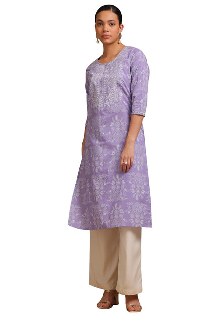 Soch WomenS Pure Cotton Botanical Regular Kurta (Cws5Ku61169_Purple
