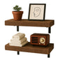 STORE INDYA Floating Shelves for Wall – Solid Wood Rustic Hanging Shelves, Wall Mounted for Bathroom, Bedroom, Living Room, Kitchen, Office, Farmhouse Decor | 16.5 Inch, Set of 2 (Rustic Brown)
