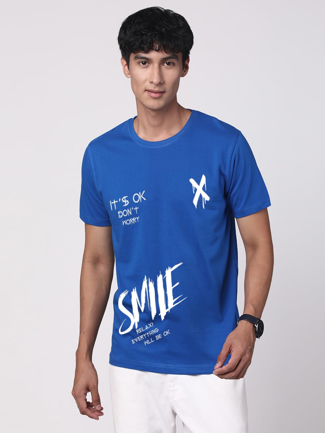 ADRO Mens Smile Printed Cotton T-Shirt_RN24-L2-SMILE-RB