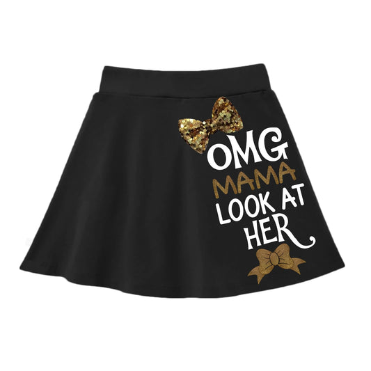 Kyda KidsGirls Cotton Printed Skirt Attached With Inner Lycra Shorts(Pack Of 1) Black