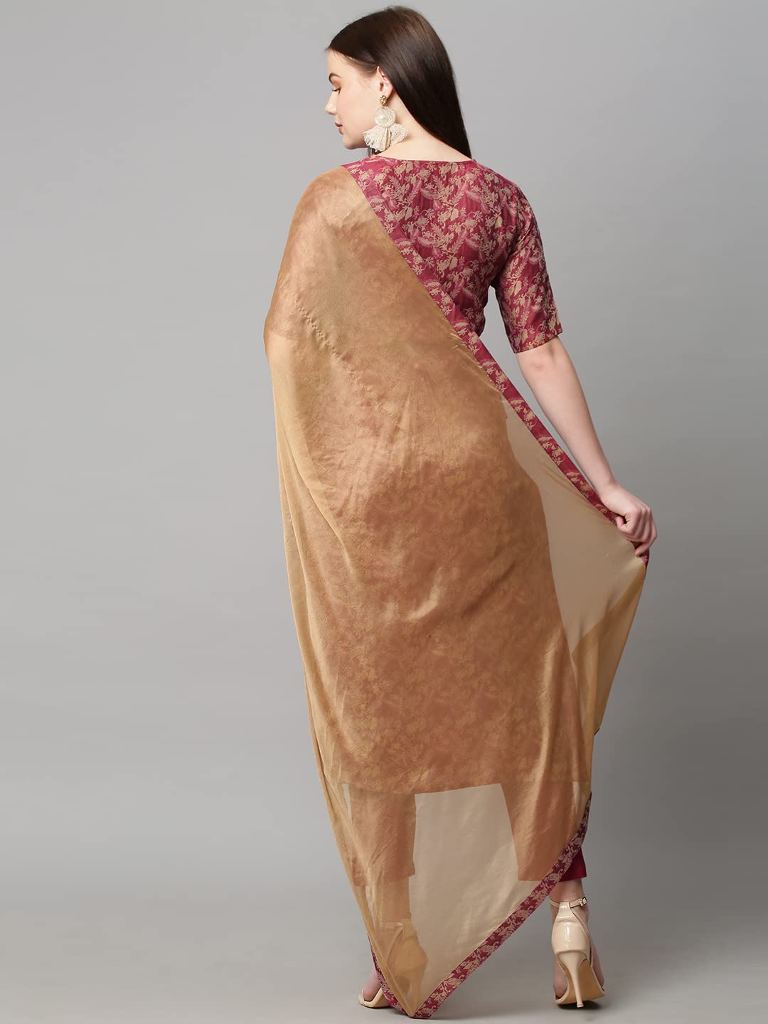 GoSriKi Women's Silk Blend Kurta with Pant & Dupatta