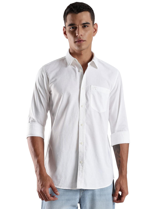 ADRO Mens Cotton Full Sleeve Regular Fit Casual Solid Shirt (Regular Fit | Solid Oxford White Shirt | All Day Fresh) | SH25-OXF