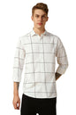 Dennis Lingo MenS White Full Sleeve Spread Collar Checkered Regular Fit Casual Shirt