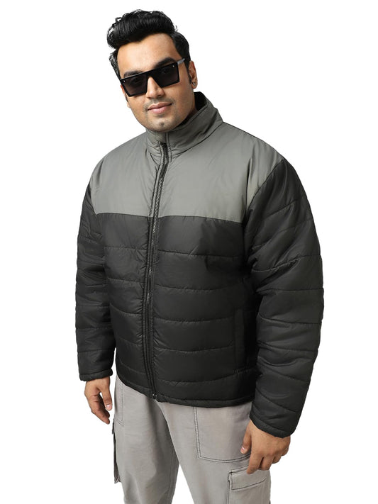 Bewakoof Mens Color Block Oversized Plus Size Jacket_596229_Black_6XL