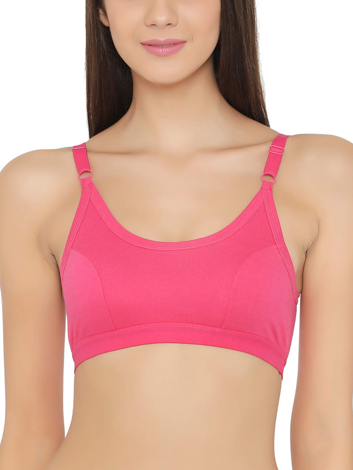 Clovia Womens Cotton Non-Padded Non-Wired Sports Bra (BR1304P14_Pink_S)