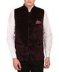 WINTAGE Mens Velvet Grandad Collar Festive Wine Nehru Jacket Vest Waistcoat