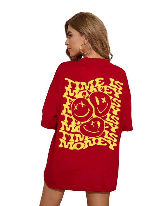 RIGO Womens Oversized Fit T-Shirt (WCT02231556_Maroon1