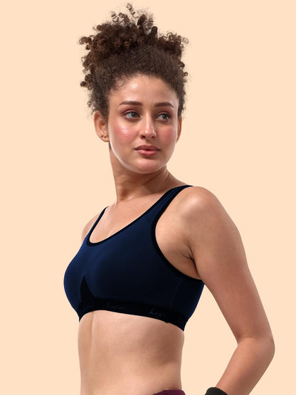 Lyra WomenS Cotton Non-Paddedwire Free Sports Bra Navy Blue