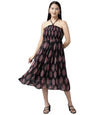 Aarika Womens Black Color Floral Printed Dress (DR-AW-009-BLACK-M)
