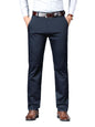 AVANOVA Mens Solid Navy Blue Mid Rise Trousers Light Business Style Slightly Stretch Straight Leg Pants for Outdoor Casual Dail