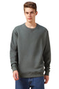 Dennis Lingo Men Green Solid Cotton Relaxed Fit Full Sleeve Sweatshirt