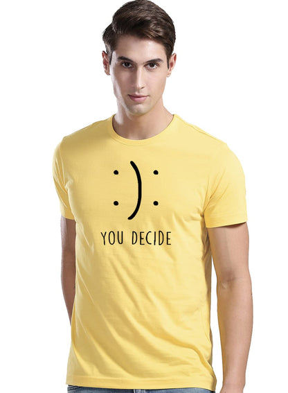 ADRO You Decide Mens Printed T-Shirts (RNR-M-DEC-LY_Light Yellow)