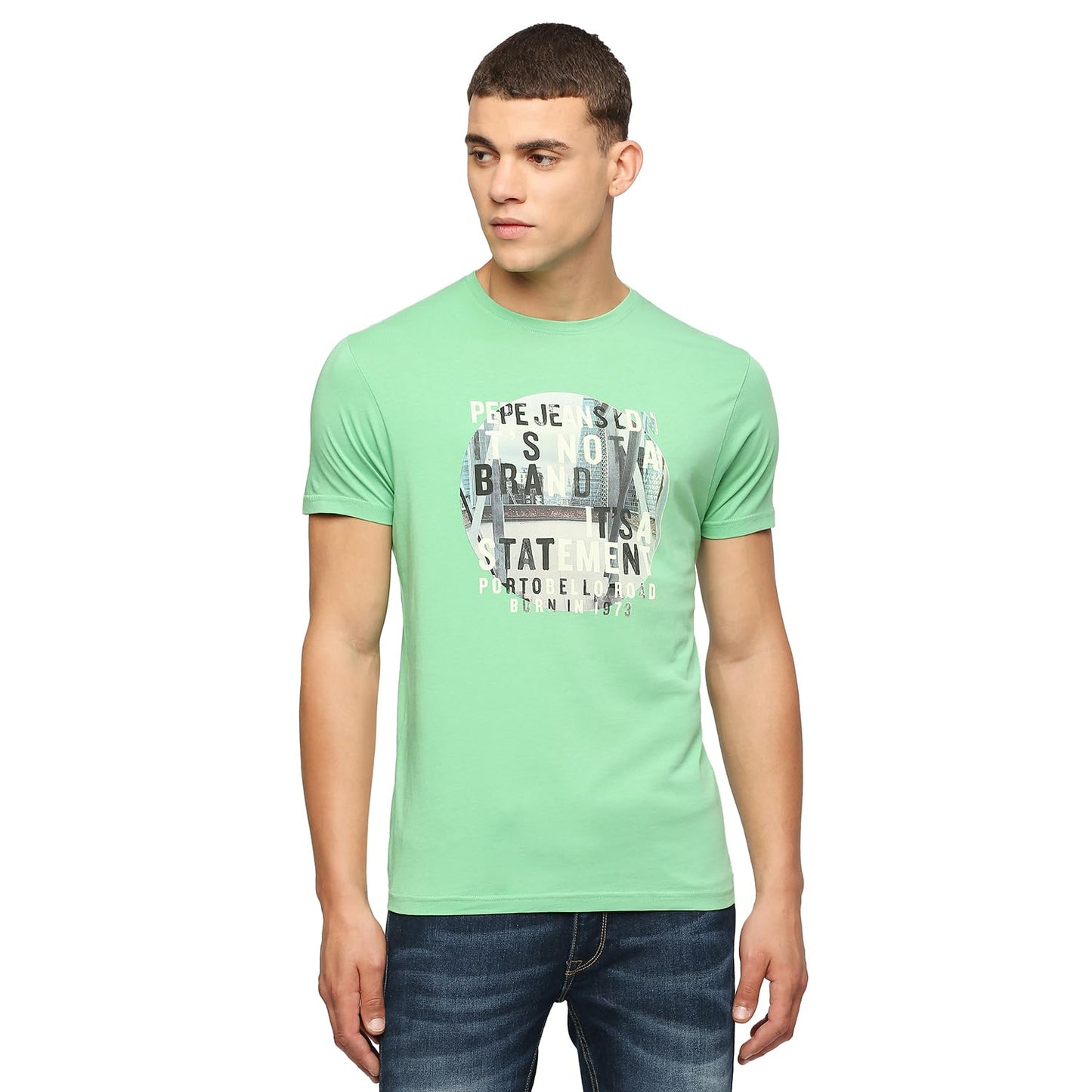 Pepe Jeans MenS Printed Slim Fit T-Shirt (Pm509355_Fresh Green