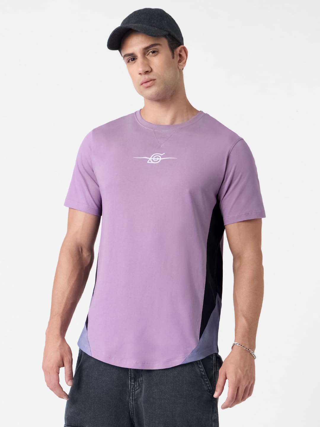 The Souled Store Naruto: Sasuke Men and Boys Short Sleeves Round Neck Purple Graphic Printed Cotton Regular Fit T-Shirts