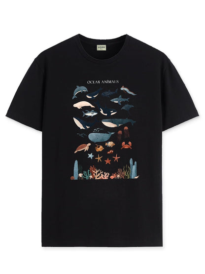 ADRO T Shirts for Boys & Girls || Ocean Sharks Printed T-Shirt || Ages 3-14 || 100% Cotton Round Neck Tshirt for Boys & Girls||K
