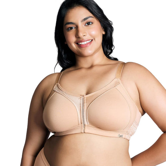 NYKD (NYB101 Cotton Non Padded & Non Wired Everyday Bra for Women | M-Frame Structure for Bounce Control with Full Coverage & Su