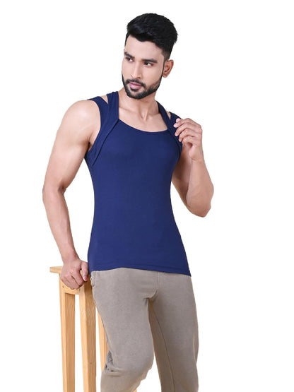 Rupa Solid Standard Colors by Athlefit X Gym Vest for Men, 100% Cotton Breathable and Stretchable Fabric, Racerback with Criss C