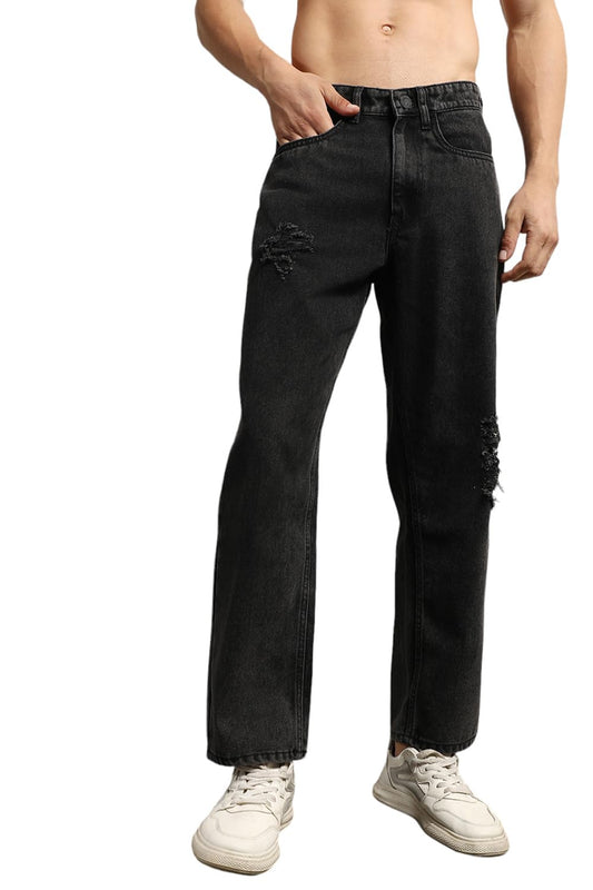 Hubberholme Men Summer Cotton Relaxed Fit Mid-Rise Jeans 8 Grey