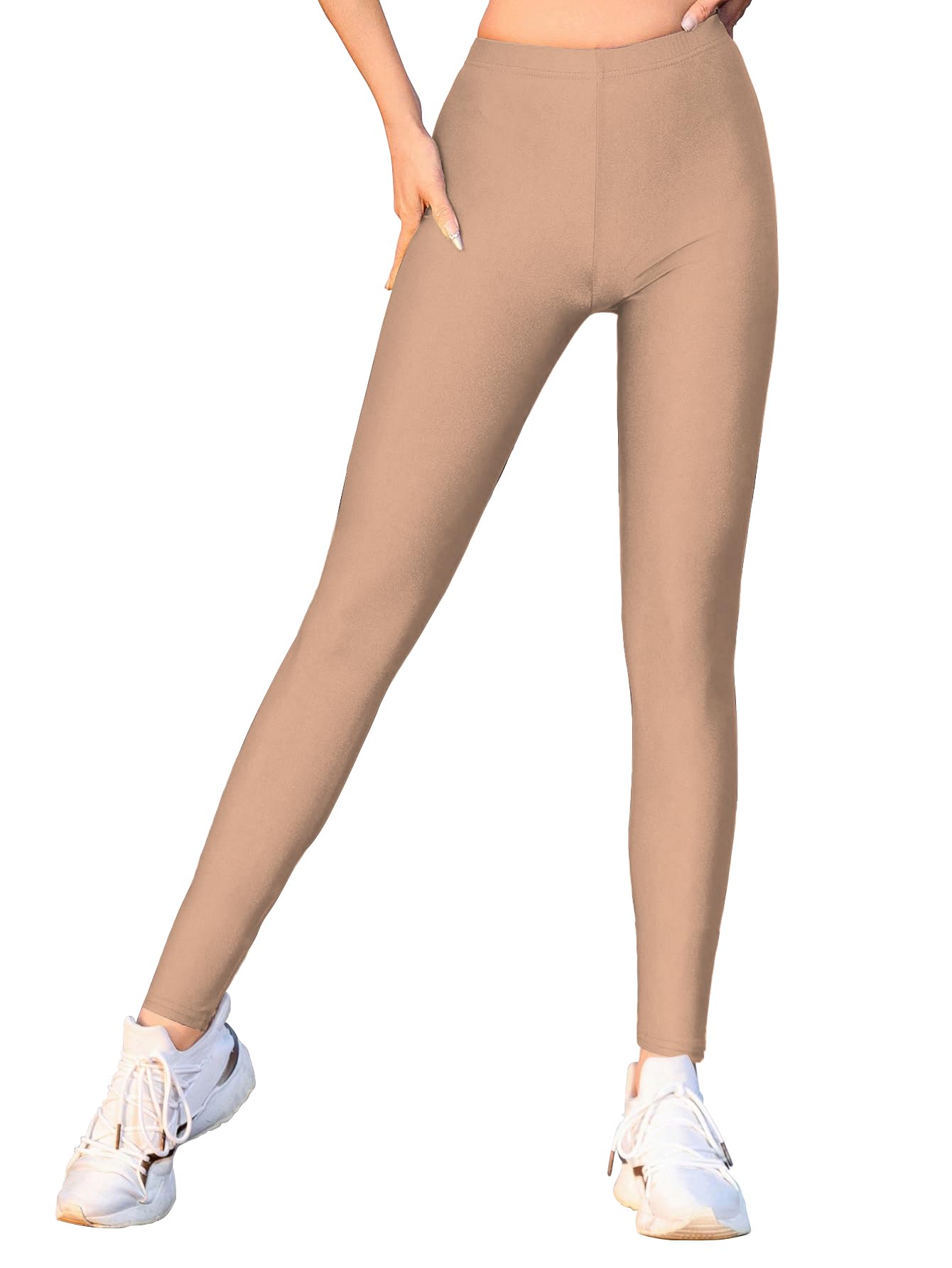Shasmi Girls & Womens Shimmer Bronze Color Solid Knitted Tailored Cut & Slim Fit Stretchable Nylon Elasthane Fabric Ankle Leng