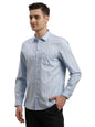 Turtle Men 100% Cotton Stripe Slim Fit Light Blue Casual Shirt