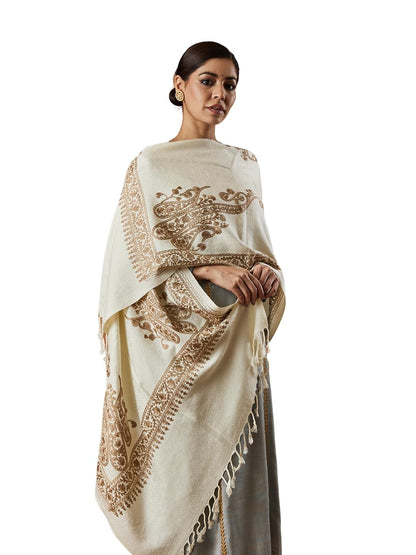 Pashmoda Women Nargis Kashmiri Aari Embroidery Stole (Size: 71X203 CM)