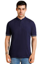 Dennis Lingo MenS Slim Fit Solid Navy Stand Collar T-Shirt
