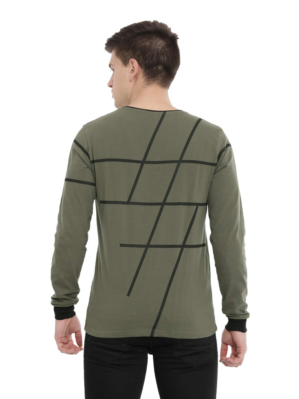 ADRO Men's Full Sleeve Printed Cotton T-Shirts (FS-A-AOP05-OL_Olive)