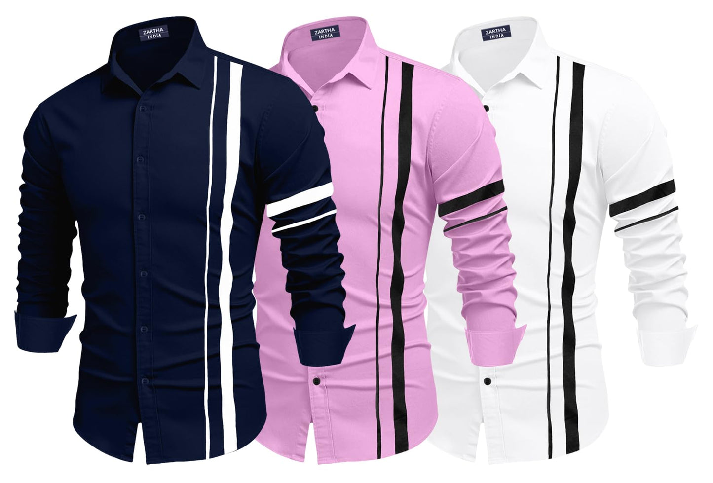Zartha Combo Of Men Cotton Polyester Blend Regular Fit Casual Shirt Pack Of 3