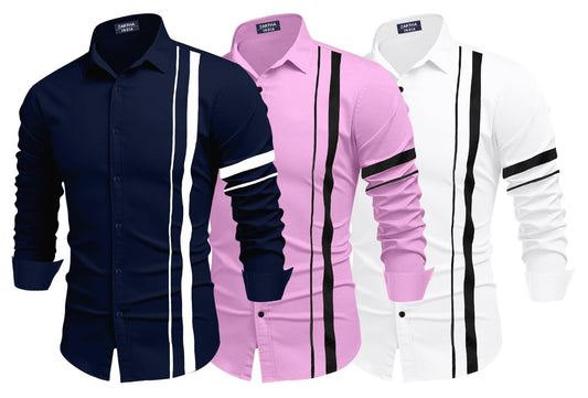 Zartha Combo Of Men Cotton Polyester Blend Regular Fit Casual Shirt Pack Of 3
