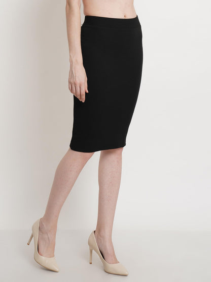 POPWINGS Casual Solid Back Slit Pencil Skirt for Women || Knee-Length Pencil Skirt for Women || Latest Stylish Formal Skirt for