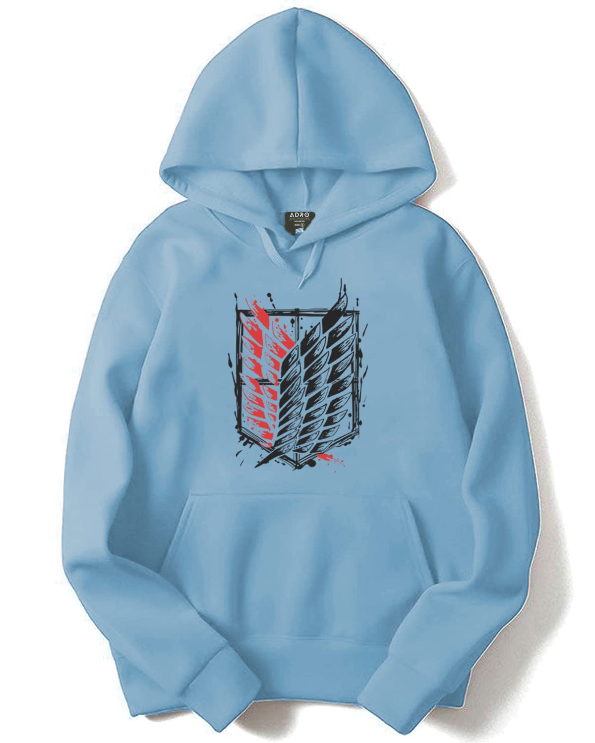 ADRO Men's Cotton Neck Hooded Sweatshirt (H22-1-WINN-SK_SkyBlue)