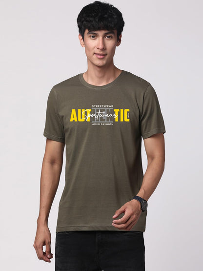 ADRO Men's Graphic Printed 100% Cotton T-Shirt - Regular Fit, Printed T-Shirts for Men (RN24-SPT-OL_Olive)