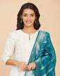 Fabindia Teal Cotton Silk Woven Dupatta | Regular | 1 Dupatta | Celebration | Woven | Free Size | 2105031TEAL