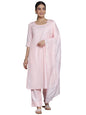 Libas Womens Self Design Silk Blend Straight Kurta With Palazzos And Dupatta