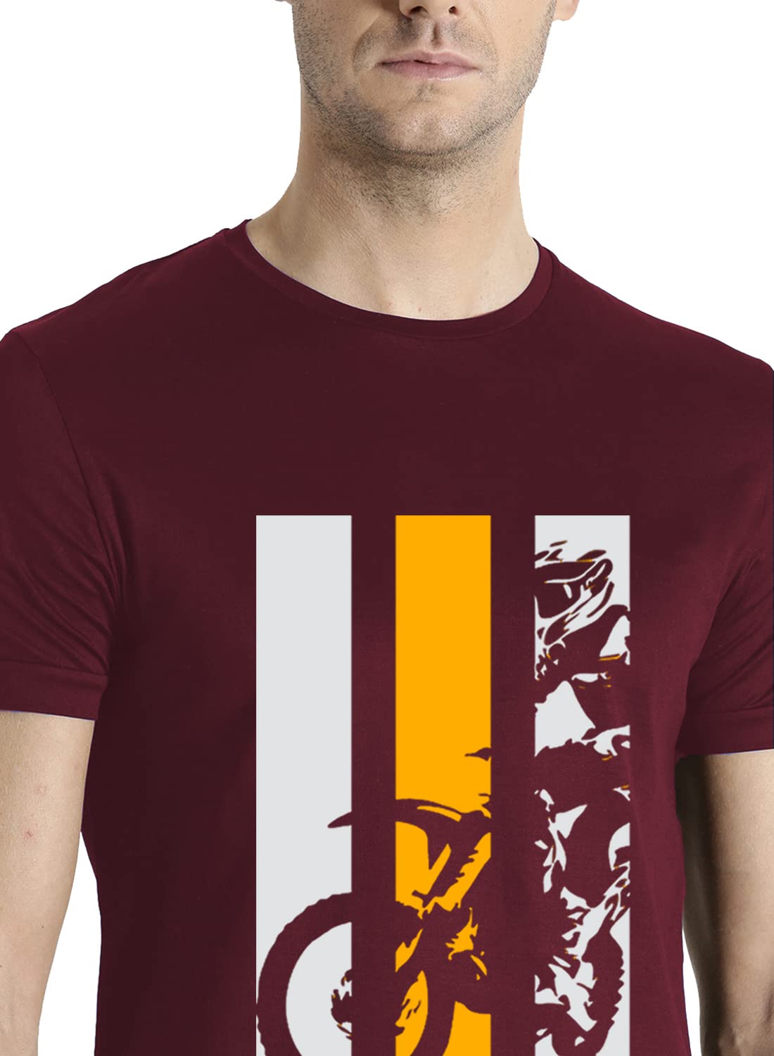 ADRO Men's Bike Rider Printed Cotton T-Shirt (RN22-2-BIK-MR_Maroon)