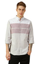 Dennis Lingo Men Maroon Stripes Regular Fit Full Sleeve Button Down Collar Shirts