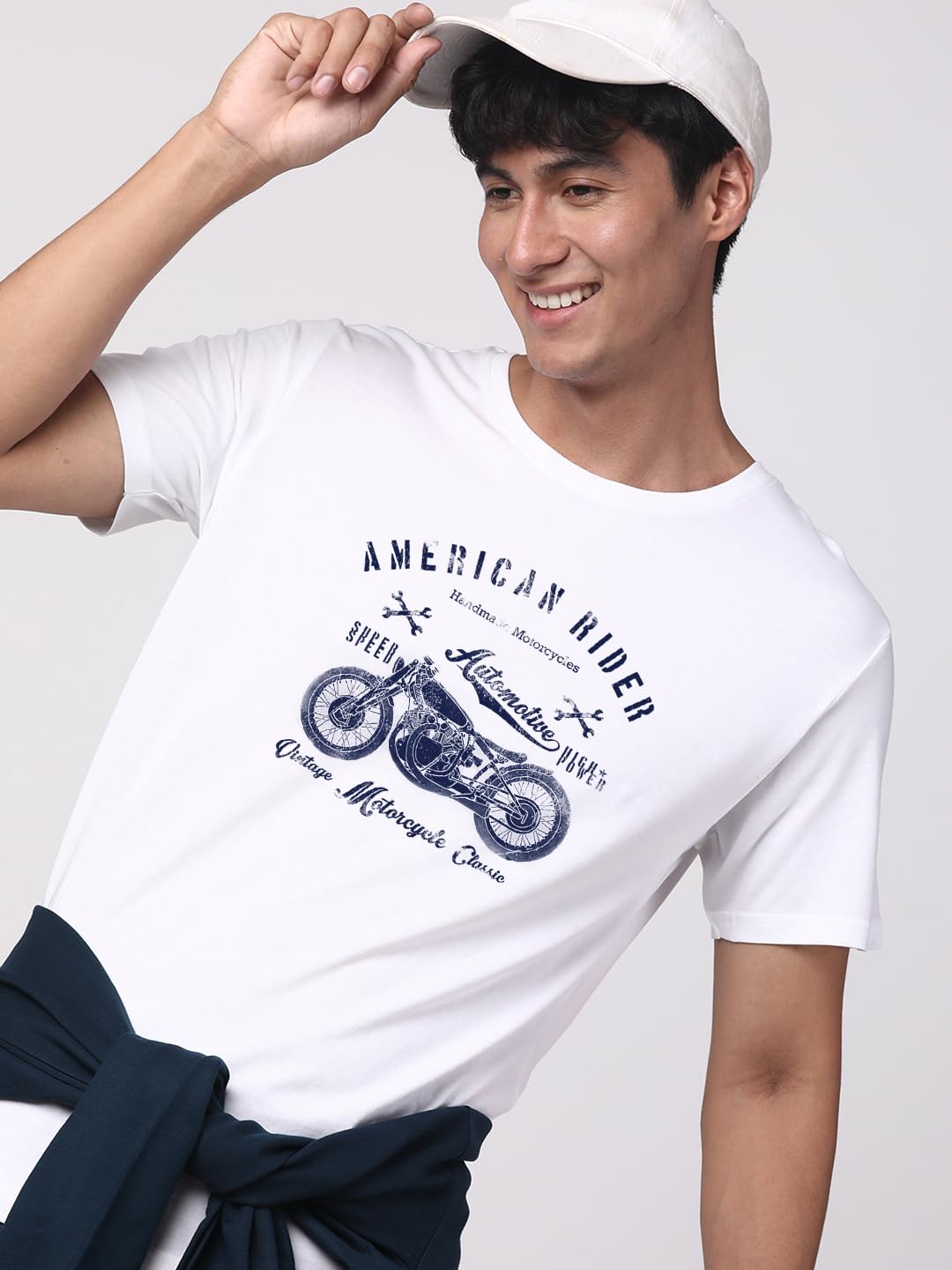 ADRO Men's Regular Fit T-Shirt (RNR-M-AME-WH)