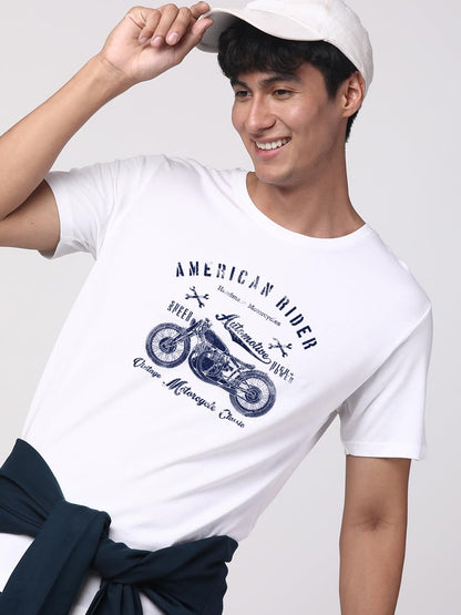 ADRO Men's Regular Fit T-Shirt (RNR-M-AME-WH)