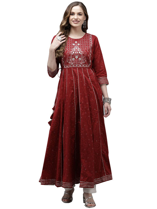 ishin Women's Cotton Embellished Regular Kurtas