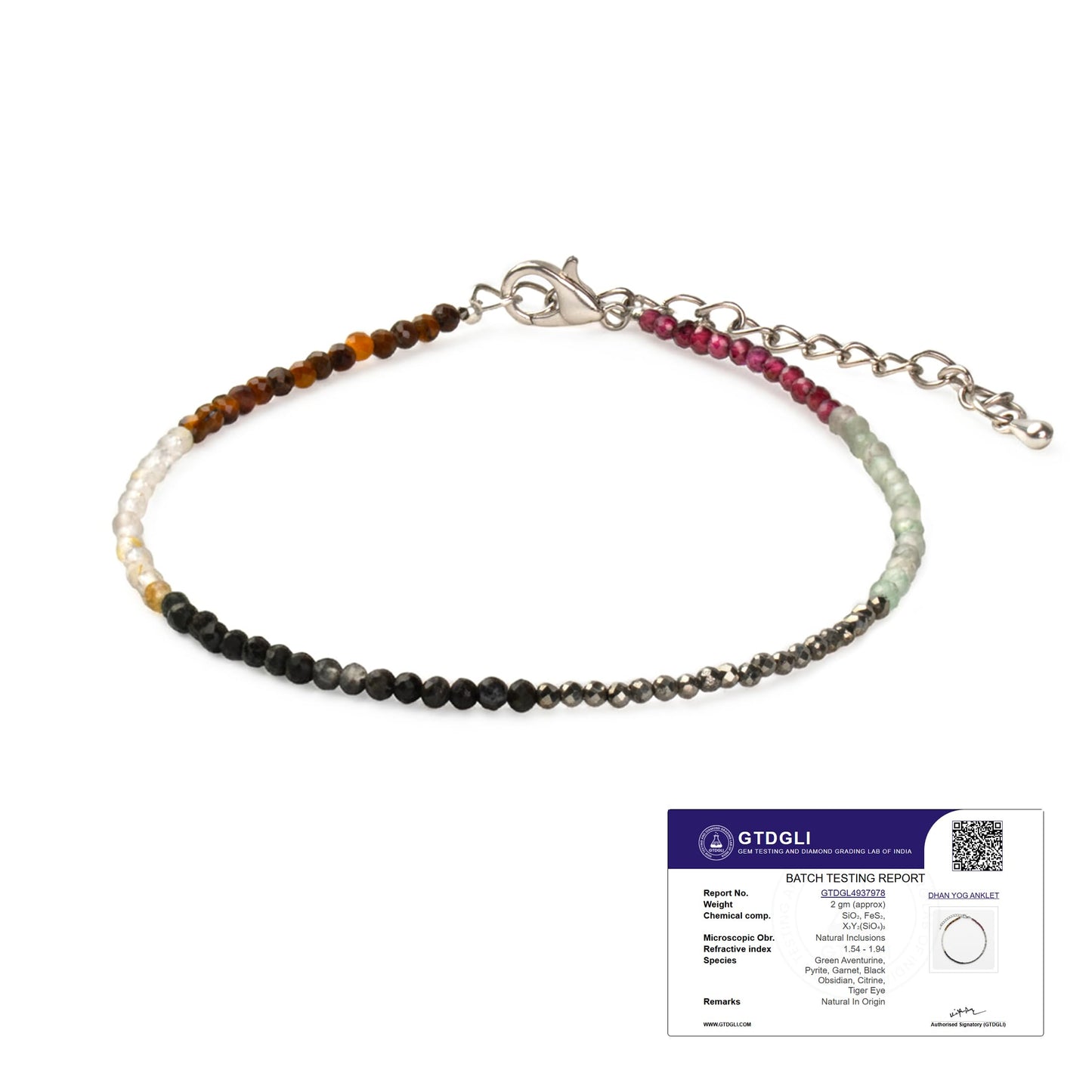 Astrotalk Dhan Yog Anklet | Pyrite, Jade, Tiger Eye, Citrine, Clear Quartz, Green Aventurine Bracelet for Wealth, Prosperity & Growth | Anklet for Women | Jewellery for Women | Valentine Gift for Girlfriend