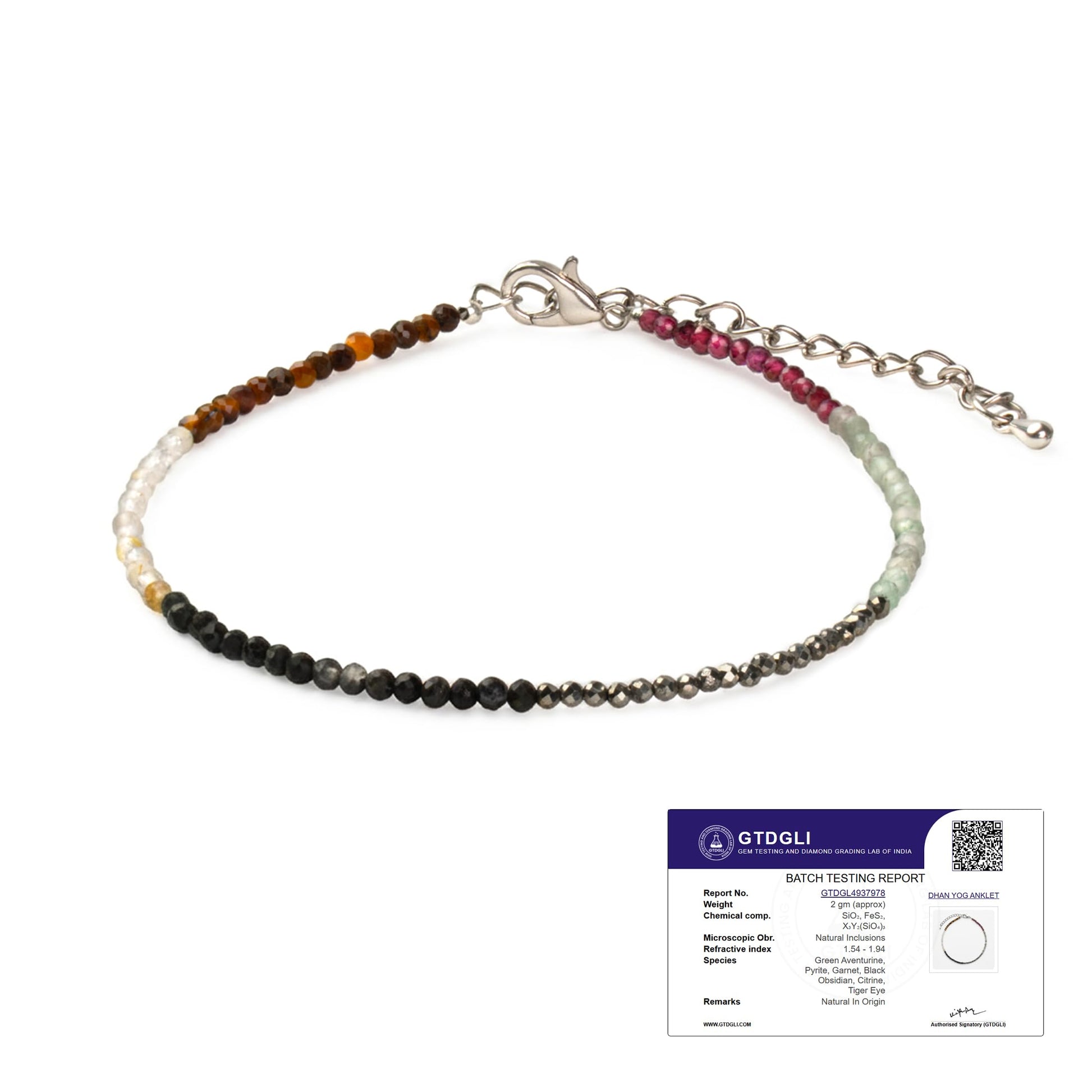 Astrotalk Dhan Yog Anklet | Pyrite, Jade, Tiger Eye, Citrine, Clear Quartz, Green Aventurine Bracelet for Wealth, Prosperity & Growth | Anklet for Women | Jewellery for Women | Valentine Gift for Girlfriend
